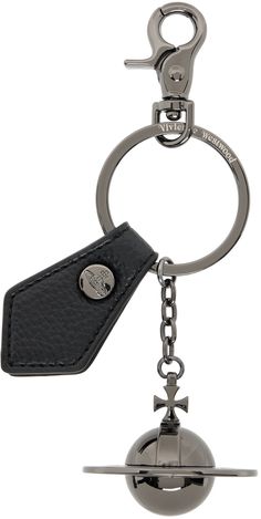 Keychain in gunmetal-tone iron. · Grained faux-leather lanyard in black · Lobster clasp and logo charm at keyring · H4 x W2 Supplier color: Black Leather Keychain Ideas, Key Chain, Leather Lanyard, Crochet Keychain Pattern, Crochet Keychain, Leather Keychain, Card Holder Leather, Casual Style Outfits, Vivienne Westwood