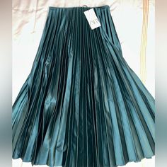 Satin Finish, Pleated Midi Skirt From Zara. Brand New With Tags. Elegant Fitted Pleated Skirt By Zara, Elegant Pleated Skirt By Zara, Chic Fitted Pleated Skirt By Zara, Green Pleated Skirt For Evening, Zara Flowy Maxi Skirt For Party, Zara Lined Maxi Skirt For Party, Pleated Green Skirt For Evening, Zara Long Maxi Skirt For Party, Chic Zara Pleated Skirt For Summer