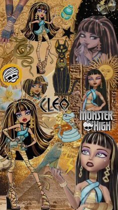 a collage of monster high characters