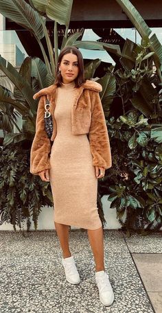 Ribbed Dress Outfit, Midi Dress Outfit, Ootd Instagram, Winter Dress Outfits, Fall Dress Outfit, Ribbed Dress, Cute Winter Outfits