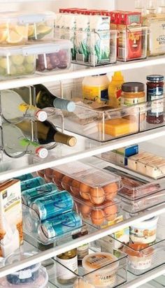 an open refrigerator filled with lots of food