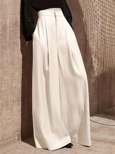 Elegant Wide-Leg Solid Color Suit Trousers Outfits Modernos, White Suit, Junior Prom, Loose Trousers, Romance Art, Suit Trousers, Women Pants, Suit Pants, Nordic Design