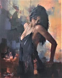 a painting of a woman with her hands on her hips