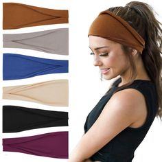 PRICES MAY VARY. HIGH QUALITY: The womens headbands are made of polyester and spandex. These headbands are breathable, stretchy, sweat absorbing, extreme soft and comfortable! SIZE: The width not stretched is about 9.25 inch, height is about 3.9 inch, the maximum width after stretch is about 15 inch .One size fits most, not too tight or too loose. NICE DESIGN: Because the headband is wide, you can keep the headband narrow or wide freely by folding it, or as a scrunchie to pull back your hair. Yo Knotted Headwrap, Summer Hair Accessories, Yoga Hair, Running Headbands, Estilo Fitness, Sport Hair, Athletic Headbands, Workout Headband, Yoga Headband