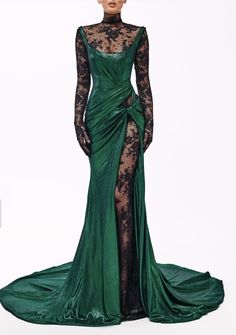 Couture Dresses Short, Valdrin Sahiti, Green Evening Gowns, Runway Gowns, High Fashion Dresses, Formal Dresses With Sleeves, Classy Prom Dresses, Be Back Soon, Next Stop