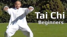 a man is doing taichi in the grass