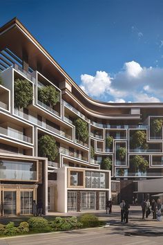 an artist's rendering of a building with trees growing on the balconies