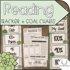 reading tracker and goal chart with succulent plants