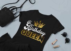 Visit our website (www.wilsondesigngrp.com) Introducing the perfect birthday shirt for the queen in your life - our Birthday Queen Gold Shirt! This personalized tee is a must-have for any stylish birthday celebration. Made with 100% cotton from the trusted Gildan brand, our shirts are preshrunk and true to size for a comfortable fit. At Wilson Design Group, we take pride in delivering high-quality apparel and accessories, and our birthday shirts for women are no exception. Whether you're celebra Customizable Fitted T-shirt For Birthday, Custom Print Relaxed Fit T-shirt For Birthday, King Of The Birthday Queen Shirt, Birthday T-shirt With Name Print, Short Sleeve, Birthday Queen Shirt, Birthday Squad Shirts, Queen Shirt, Custom Birthday Shirts, Gold Shirt