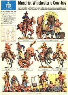 an advertisement for the mandie winchester and cow - boy, with cowboys on horseback