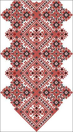 a cross stitch pattern in red and black