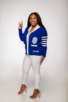 ZPhiB Varsity Letterman Sweater - Royal Blue – Official Para Connect Finer Womanhood, Varsity Cardigan, Cardigan Design, Ideas For Decorating, Office Ideas