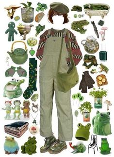 Goblin Core Aesthetic Outfits, Frog And Toad Aesthetic, Frog Outfits, Goblin Core Outfit, Frog Clothes, Frog Outfit, Fairy Core Outfits