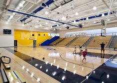 several people are playing basketball in an empty gym