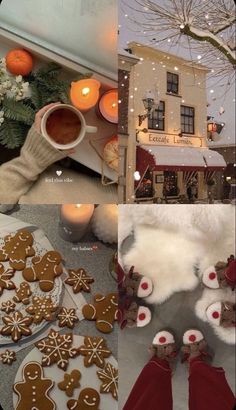 gingerbreads and cookies are arranged on the table