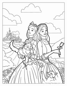 the princess and her prince coloring pages for kids to color on their own walls or floor