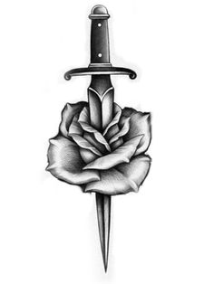 Dead Rose Tattoo, Knife And Rose Tattoo, Danny Tattoo, Rose Tattoo Stencil, Drawing Pics, Gothic Tattoos, Seshomaru Y Rin, Knife Tattoo, Finger Tats