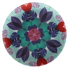 an image of a plate with colorful leaves on the front and back side, all in different colors