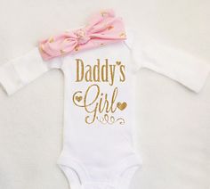 Baby Girl Clothes, Daddy's Girl Heart Bodysuit, Daddy's Girl Onesie, Hospital Outfit, Coming Home Outfit,Fathers Day Gift,Daddy's Girl Shirt by TrendyBabyClothesnco on Etsy https://www.etsy.com/listing/285745557/baby-girl-clothes-daddys-girl-heart Heart Bodysuit, Girl Onesies, Coming Home Outfit, Girl Shirt, Trendy Baby