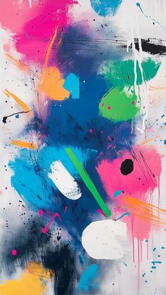 an abstract painting with different colors and shapes