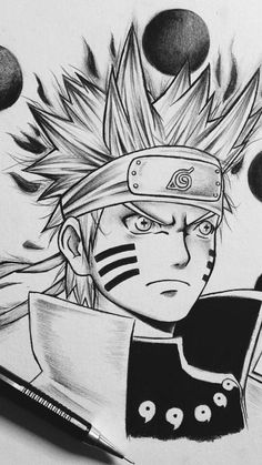 a pencil drawing of naruto from the anime one piece with his eyes closed