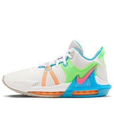 the nike kd trey basketball shoe in white and neon