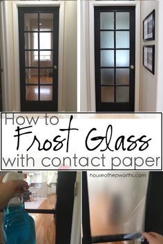 how to frost glass with contact paper on the front door and side panels for windows