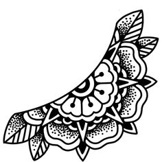 a black and white drawing of a bird with flowers on it's back end