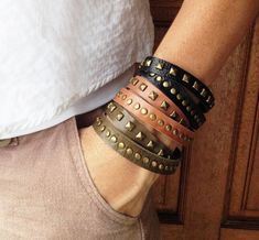 Festival Armband, Sell Bracelets, Boho Crafts, Studded Bracelet, Wrap Armband, Bracelet Leather, Leather Cuffs Bracelet