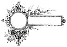 a black and white drawing of an ornate frame