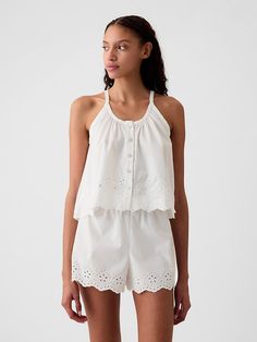 Eyelet Poplin PJ Tank Top Rich Wardrobe, Pajama Tank Top, Wants List, Wardrobe Aesthetic, Bridal Pajamas, Sunshine Girl, Coastal Grandma, Tops And Bottoms, Summer Tank Tops