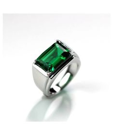 Wedding Signet Ring, Emerald Signet Ring, Rectangle Signet Ring, Ring Men Wedding, Emerald Ring Design, Mens Emerald Rings, Stone Rings For Men, Signet Ring For Men, Sterling Silver Rings Boho