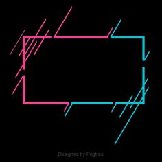 a black background with pink, blue and green lines on the bottom right corner is an empty rectangle