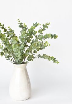 A stunning faux interpretation of eucalyptus!  If you have had reservations of using artificial eucalyptus, this will put that to an end!  It's wonderful and airy - perfect to mass out in a vase or use as a greenery in an arrangement! Bundled in stems of 3. 27" Please note: Our free shipping offer for orders over $35, does not apply to AK, HI, PR, and military addresses.  We will determine shipping cost, and then send you a custom listing for a shipping fee, in most cases, we split the shipping Vase And Eucalyptus, Vase With Greenery, Eucalyptus Vase, Eucalyptus Bundle, Flower Catalog, Shelf Decor Living Room, Modern Farmhouse Table, Fake Plants Decor, Floral Arranging