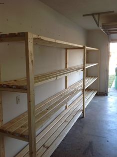 empty shelves in the middle of a room