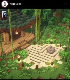 Lanterns Minecraft Ideas, Japanese Zen Garden Minecraft, Minecraft Japanese Pond, Minecraft Bamboo Forest, Minecraft Rice Field, Minecraft Zen Garden Ideas, Asian House Minecraft, Minecraft Onsen, Japanese Garden Minecraft