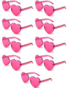 PRICES MAY VARY. ❤️【HOT PINK HEART SUNGLASSE PACK】You will receive 9 pairs of hot pink heart sunglasses, a solid collection of heart sunglasses to make the party color unified and more fun. Put on your hot pink heart shaped sunglasses together and have fun ❤️【WIDE APPLICATION】These hot pink heart glasses are very suitable for role playing, parties, birthdays, graduations, beaches, pool parties, etc. They are also hot pink glasses, a great gift for kids or adults. It is also one of the best party Different Nose Shapes, Heart Shaped Glasses, Pink Glasses, Barbie Birthday Party, Heart Glasses, Nose Shapes, Party Sunglasses, Shaped Sunglasses, Clear Frames