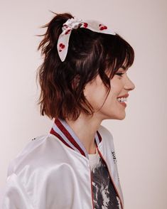 "Get down ladies you've got nothing to lose in this sweet cherry baby! SUPER SLEEK, SUPER FUN, SUPER FAB! THIS SILK SCRUNCHIE TIE WILL HAVE YOU LOOKING CUTE AS HECK! IT'S LIKE A PARTY, FOR YOUR HAIR. - ONE SIZE - MADE IN L.A. WITH LOVE - MEASURES APPROX. 6\" FROM TOP TO BOTTOM AND 2.5\" IN DIAMETER - HANDMADE FROM 100% SILK CHARMEUSE Visit our shop for more hair accessories, headbands, scarf turbans and velvet turbans: https://www.etsy.com/shop/ShopImWithTheBand If you have any questions about t Modern Pin Up Style, Chubby Face Haircuts, Velvet Turban, Cherry Baby, Nothing To Lose, Comfortable Headbands, I'm With The Band, Velvet Headband, Grey Hair Color