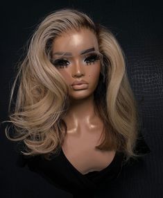 16 Inch Wig, Blonde Weave Hairstyles, Blonde Frontal, Ombré Blonde, Colored Weave, Wig Collection, Frontal Wig Hairstyles, Front Hair, Pretty Hair Color