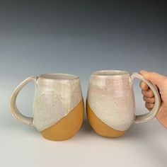 Showing two mugs from the coffee gift set including two angle dipped coffee mugs, one coffee pour over and a matching bud vase. handcrafted, wheel thrown stoneware pottery Coffee Gift Set, Pottery Sale, Coffee Gift Sets, Northwest Style, Mug Display, Artisan Pottery, Handcrafted Pottery, Coffee Gift, Stoneware Ceramics