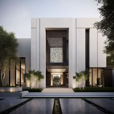 Beautiful mansion with high ceilings, tall windows .   Source: Modern Vistas Modern Neoclassical Architecture, Villa Facade Design, Villa Elevation, Thai Modern, Indian House Exterior Design, Beautiful Mansion, Modern Elevation, Villa Exterior