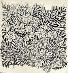 an old drawing of flowers and leaves