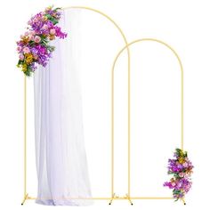 an arch decorated with flowers and greenery for a wedding ceremony or special occasion, isolated against a white background