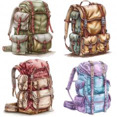 Get these 14 Trekking Backpack Clipart Bundle Set 2 and enhance your personal projects, digital scrapbooks, greeting cards, marketing materials, website decorations, social media posts, and so much more. Whether you are a seasoned graphic designer or DIY enthusiasts, these watercolor cliparts are designed to be easily integrated into any project, ensuring a seamless and enjoyable creative experience for any occasion like Mother's Day, Birthdays, Baby Shower, parties, kids room decoration, living Backpacking Drawing, Camping Backpack Drawing, Hiking Backpack Drawing, Backpack Clip Art, Backpack Clipart, Travel Backpack With Cartoon Print, Backpack Sticker, Trekking Backpack, Backpack Design