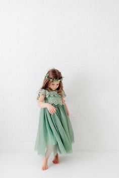 Green Toddler Dress, Rustic Crochet, Green Flower Girl Dresses, Crochet Bohemian, Tulle Wedding Gown