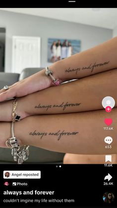 Tattoo ideas Love You The Most Tattoo, Matching Forever Tattoos, Tattoo Ideas Female Meaningful Mom And Daughter, Matching Tattoo With Grandma, Matching Tattoos To Get With Your Mom, Cute Matching Tattoo Ideas For Best Friends, Tattoo Ideas To Match With Mom, Matching Tattoos Sayings, Cute Date Tattoos