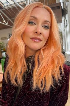 Pastel Orange Hair, Peach Hair Color, Pink And Orange Hair, Peach Hair Colors, Warm Blonde Hair, Ariel Hair, Strawberry Blonde Hair Color, Bronze Hair, Red Hair Inspo