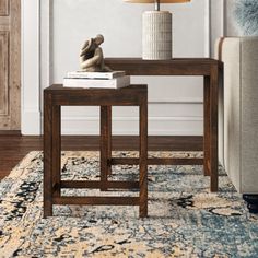 a living room scene with focus on the end table