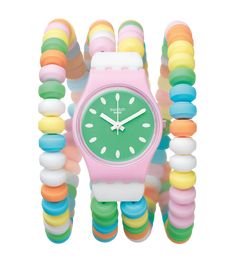 Discover CARAMELLISSIMA, a pink watch with a plastic case and plastic strap. Swiss made. Free ground shipping on all orders and 2-year warranty Swatch Caramellissima, Swatch Women, Candy Watch, Candy Bracelet, Small Watch, Candy Necklaces, Pink Watch, Ice Watch, Green Cases