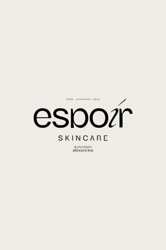 the logo for espoir skin care is shown in black on a white background